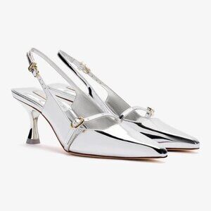 LARROUDE Women's Ines Pump Heels Size 8 In Silver